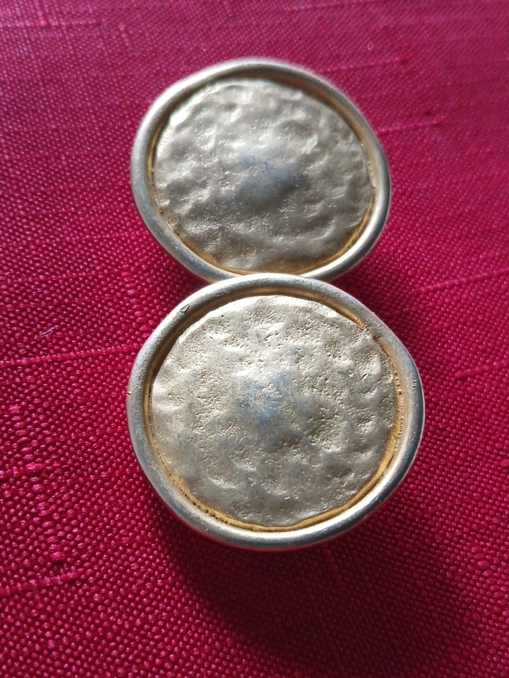 Gold-Tone Round Disc Earrings - Elegant Textured Finish Vintage